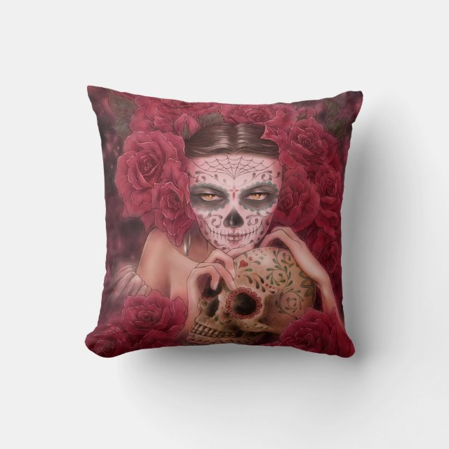 Las Calaveras Throw Pillow (Front)