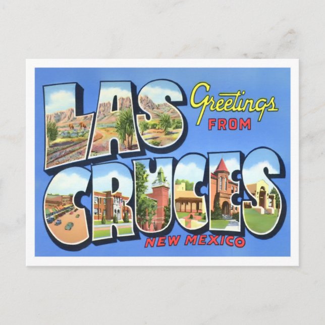 Las Cruces, New Mexico Vintage Big Letters Postcard (Front)