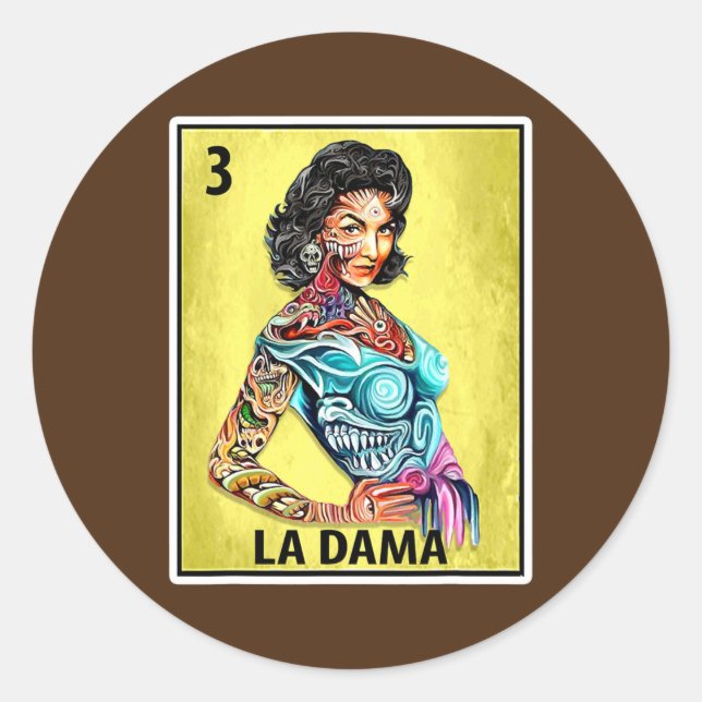 Las Damas Lottery Stylish Lady  Classic Round Sticker (Front)