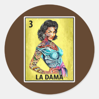 Las Damas Lottery Stylish Lady Classic Round Sticker
