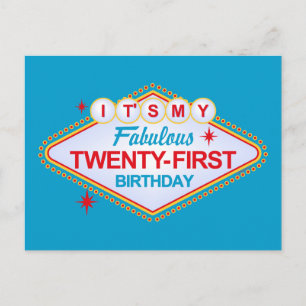 Las Vegas 21st Birthday Announcement Postcard