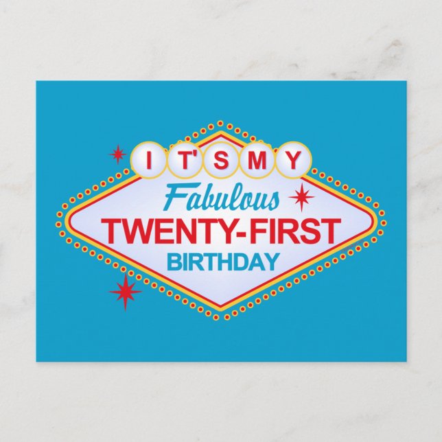 Las Vegas 21st Birthday Announcement Postcard (Front)