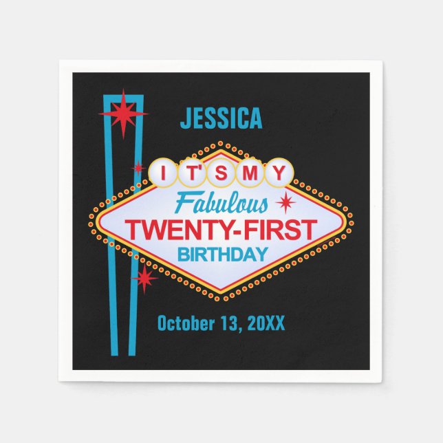 Las Vegas 21st Birthday Napkin (Front)