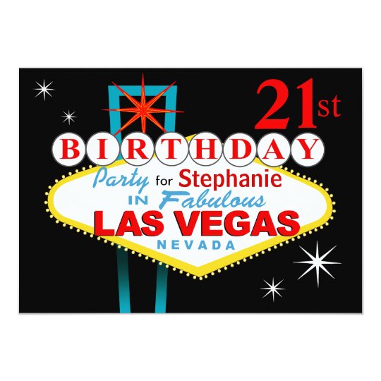Las Vegas 21st Birthday Party Card
