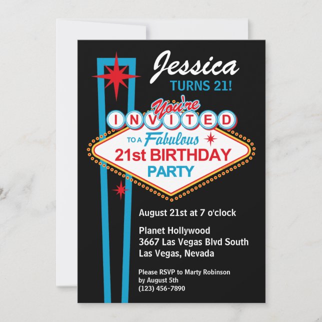 Las Vegas 21st Birthday Party Invitation (Front)