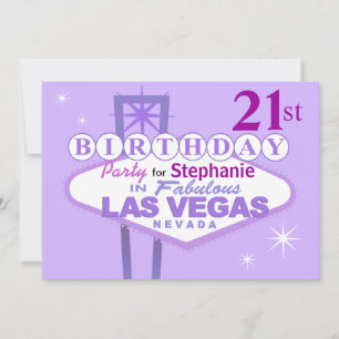 Las Vegas 21st Birthday Party - lilac Invitation