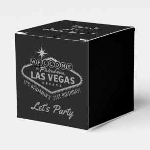 Las Vegas 21st Birthday Party Silver Personalised Favour Box