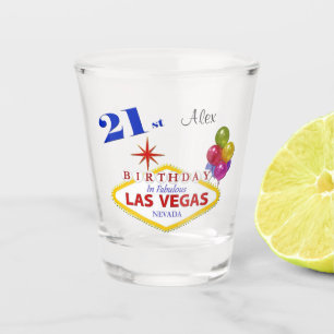 Las Vegas 21st Birthday Personalized Shot glass. Glass