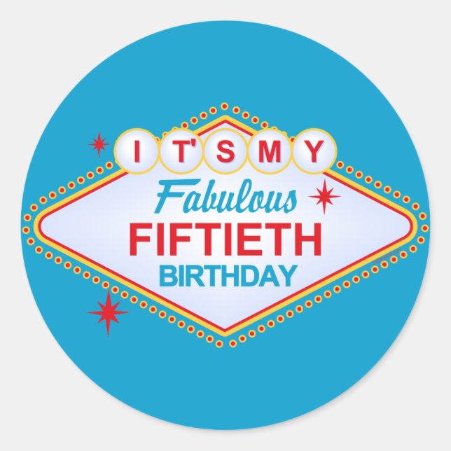 Las Vegas 50th Birthday Classic Round Sticker (Front)