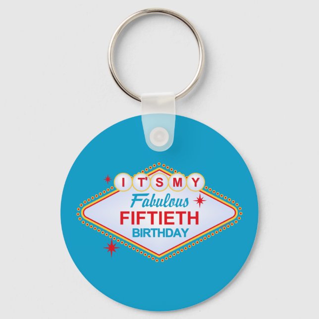 Las Vegas 50th Birthday Key Ring (Front)