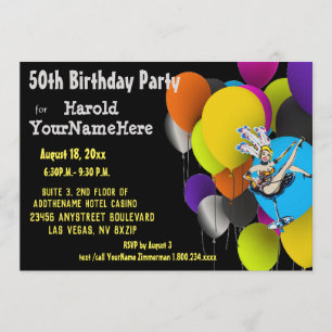 Las Vegas 50th Birthday Party showgirl balloons Invitation