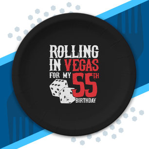 Las Vegas 55th Birthday Party - Rolling in Vegas Paper Plate