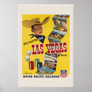 Las Vegas -952 Vintage Style Gambling Travel Poster
