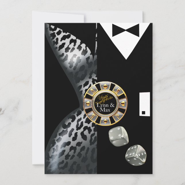 Las Vegas Art Deco Wedding Reception | silver Invitation (Front)