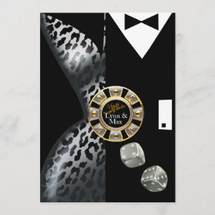 Las Vegas Art Deco Wedding Reception   silver Invitation