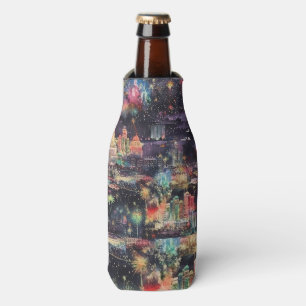 Las Vegas at New Year's in Watercolors Bottle Cooler