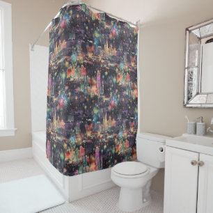 Las Vegas at New Year's in Watercolors Shower Curtain