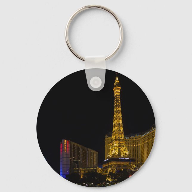 Las Vegas at night Button Key Ring (Front)
