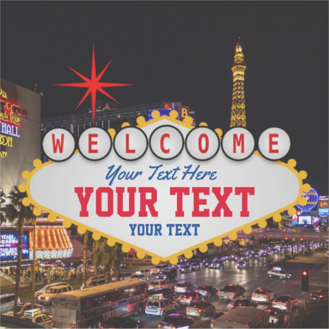 Las Vegas at Night Welcome Sign Your Text  (Front)