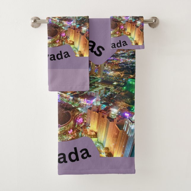 Las Vegas at night with neon lights Nevada Bath Towel Set (Insitu)