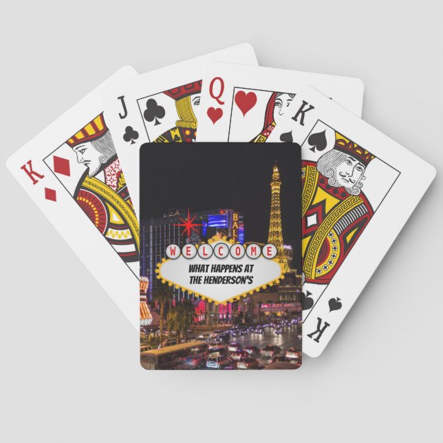 Las Vegas at Night Your Text Playing Cards (Back)