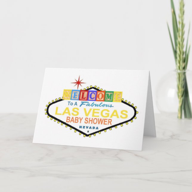 Las Vegas Baby Shower Blocks Card (Front)