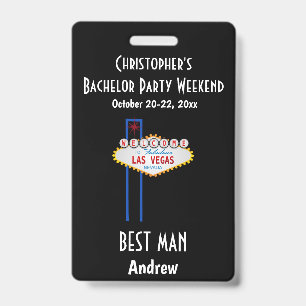 Las Vegas Bachelor Party Guys Weekend Trip ID Badge