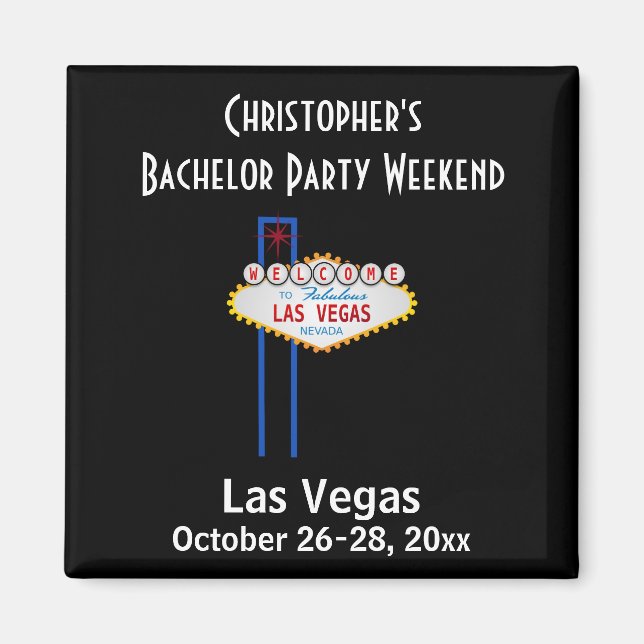 Las Vegas Bachelor Party Guys Weekend Trip Magnet (Front)