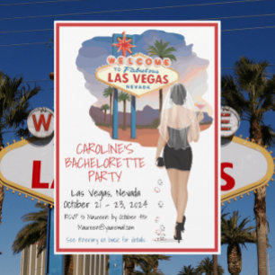 Las Vegas Bachelorette Black Hair Bride Itinerary Invitation