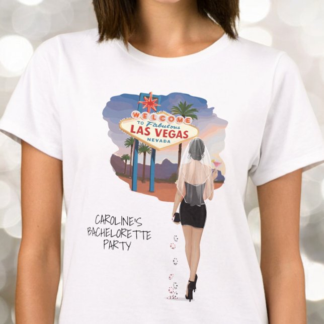 Las Vegas Bachelorette Black Hair Bride T-Shirt (Creator Uploaded)