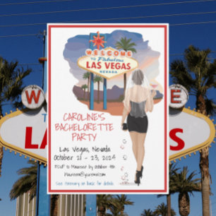 Las Vegas Bachelorette Brown Hair Bride  Invitation