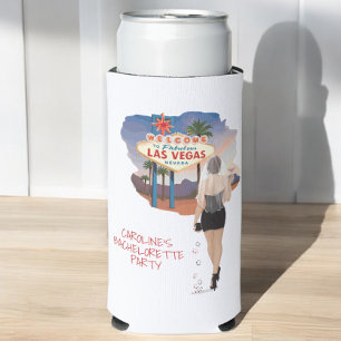 Las Vegas Bachelorette Brown Hair Bride  Seltzer Can Cooler