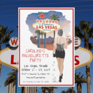 Las Vegas Bachelorette Party / Black Haired Bride Invitation