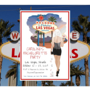 Las Vegas Bachelorette Party Blonde Bride Itinerar Invitation