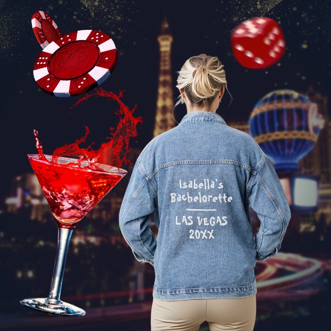 Las Vegas Bachelorette Party Bold Typography Denim Jacket (Vegas)