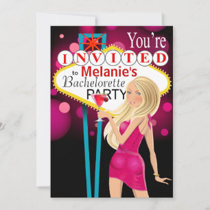 Las Vegas Bachelorette Party fuschia Invitation