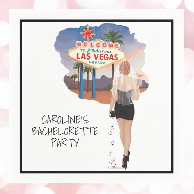 Las Vegas Bachelorette Red Hair Bride  Napkin (Creator Uploaded)