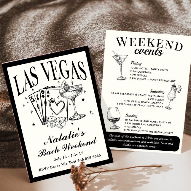 Las Vegas Bachelorette Social Cocktail Itinerary Invitation (Creator Uploaded)
