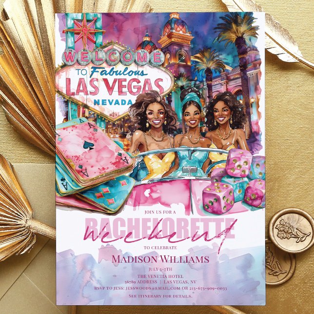 Las Vegas Bachelorette weekend Afro Girls Invitation (Creator Uploaded)