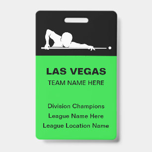 Las Vegas Billiards Theme Bulk Team Name Badges ID Badge