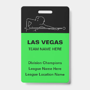 Las Vegas Billiards Theme Bulk Team Name Badges ID Badge