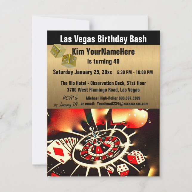 Las Vegas Birthday Bash Invitation (Front)