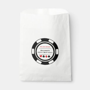 Las Vegas Birthday Black and White Poker Chip Favour Bag