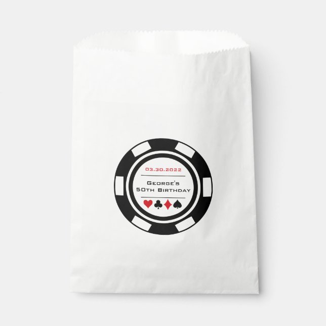 Las Vegas Birthday Black and White Poker Chip Favour Bag (Front)