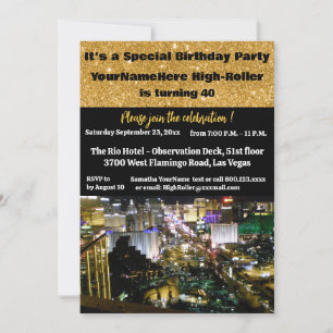 Las Vegas Birthday Party 40th  Invitation