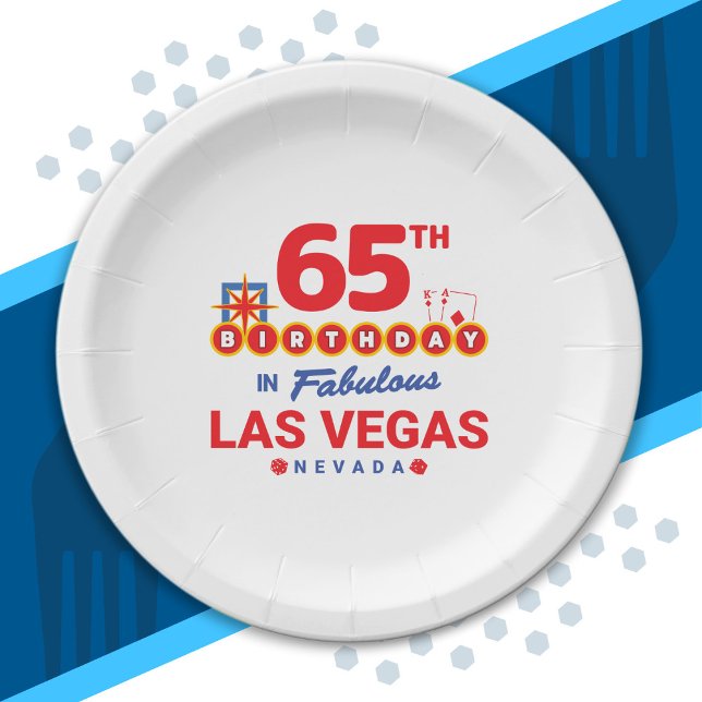 Las Vegas Birthday Party - 65th Birthday In Vegas Paper Plate (Creator Uploaded)
