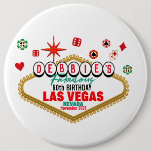 Las Vegas Birthday Party Customisable Matching  6 Cm Round Badge