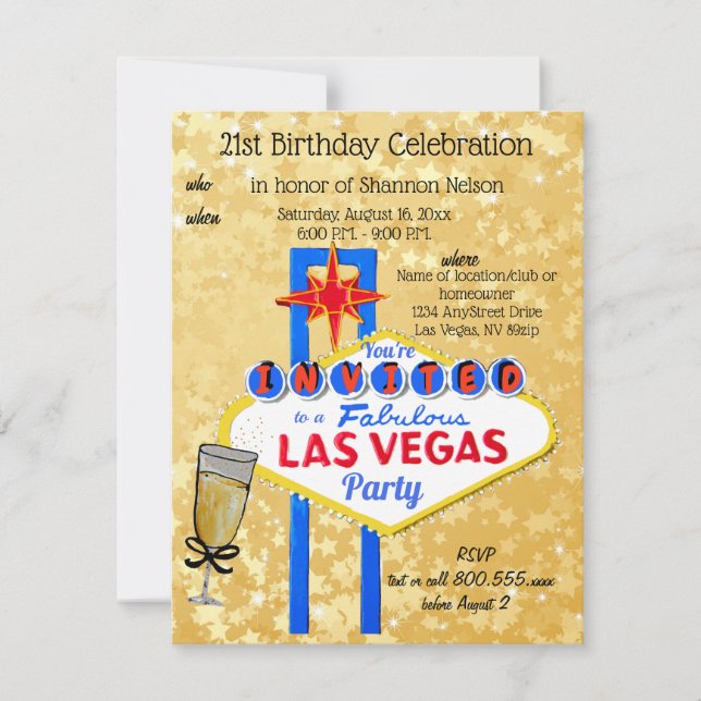 Las Vegas Birthday Party Invitation (Front)