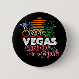 Las Vegas Birthday Party Retro Sun Birthday Squad 6 Cm Round Badge