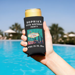 Las Vegas Birthday Party Trip Favour Seltzer Can Cooler